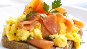 Smoked Salmon and Eggs on Toast a low calorie breakfast option